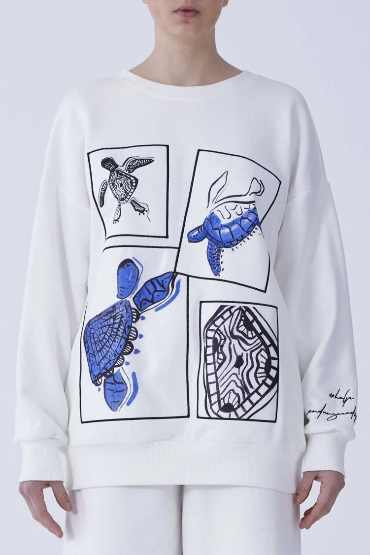 Desenli Kadın Sweatshirt Kemik - 3