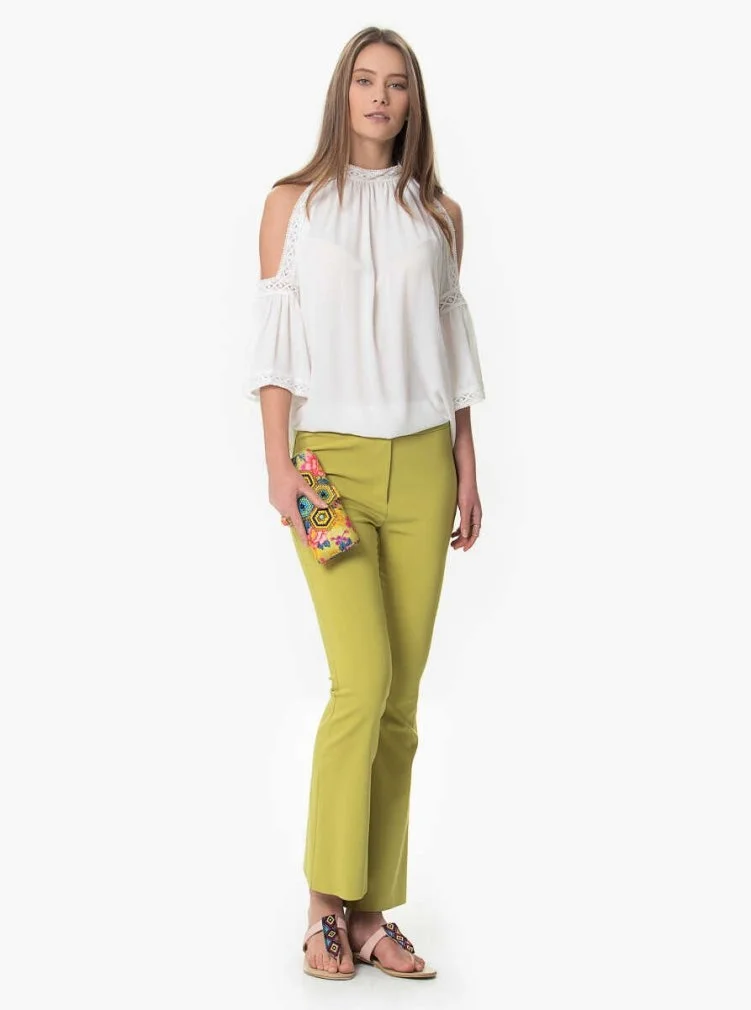 Geniş Paça Pantolon Fıstık Yeşili - 3