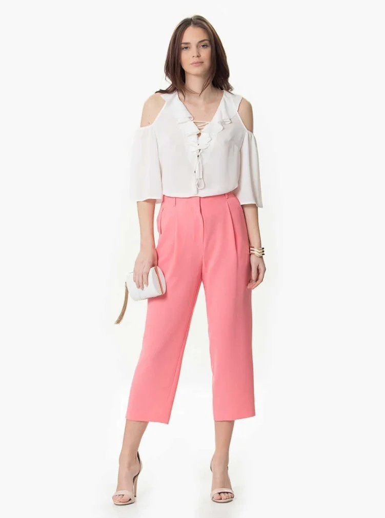 Kısa Paça Pantolon Pembe - 3