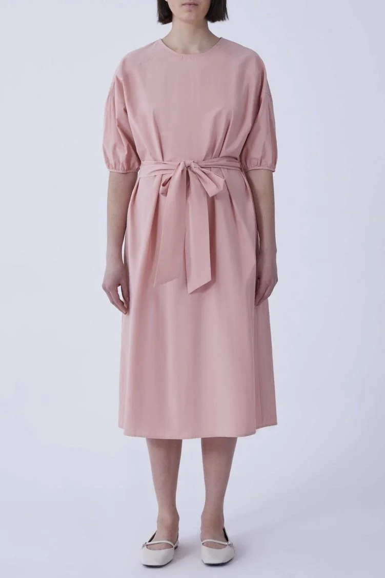 Kuşaklı Midi Elbise Pembe - 3