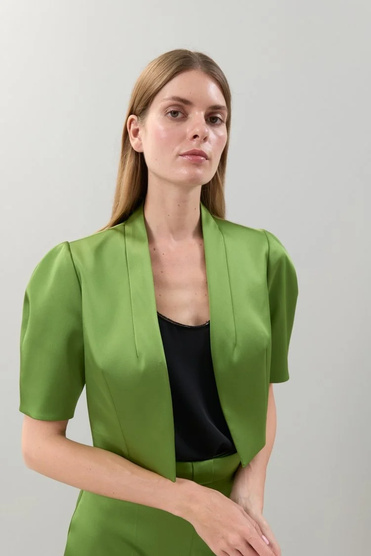 Saten Bolero Yeşil - 3