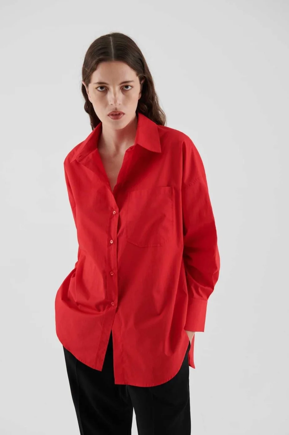  Cepli Kadın Gömlek Kırmızı - 1
