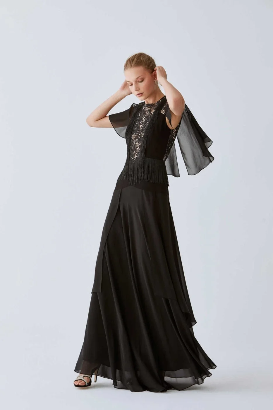  Dantel İşlemeli Nişan Elbisesi Siyah - 4