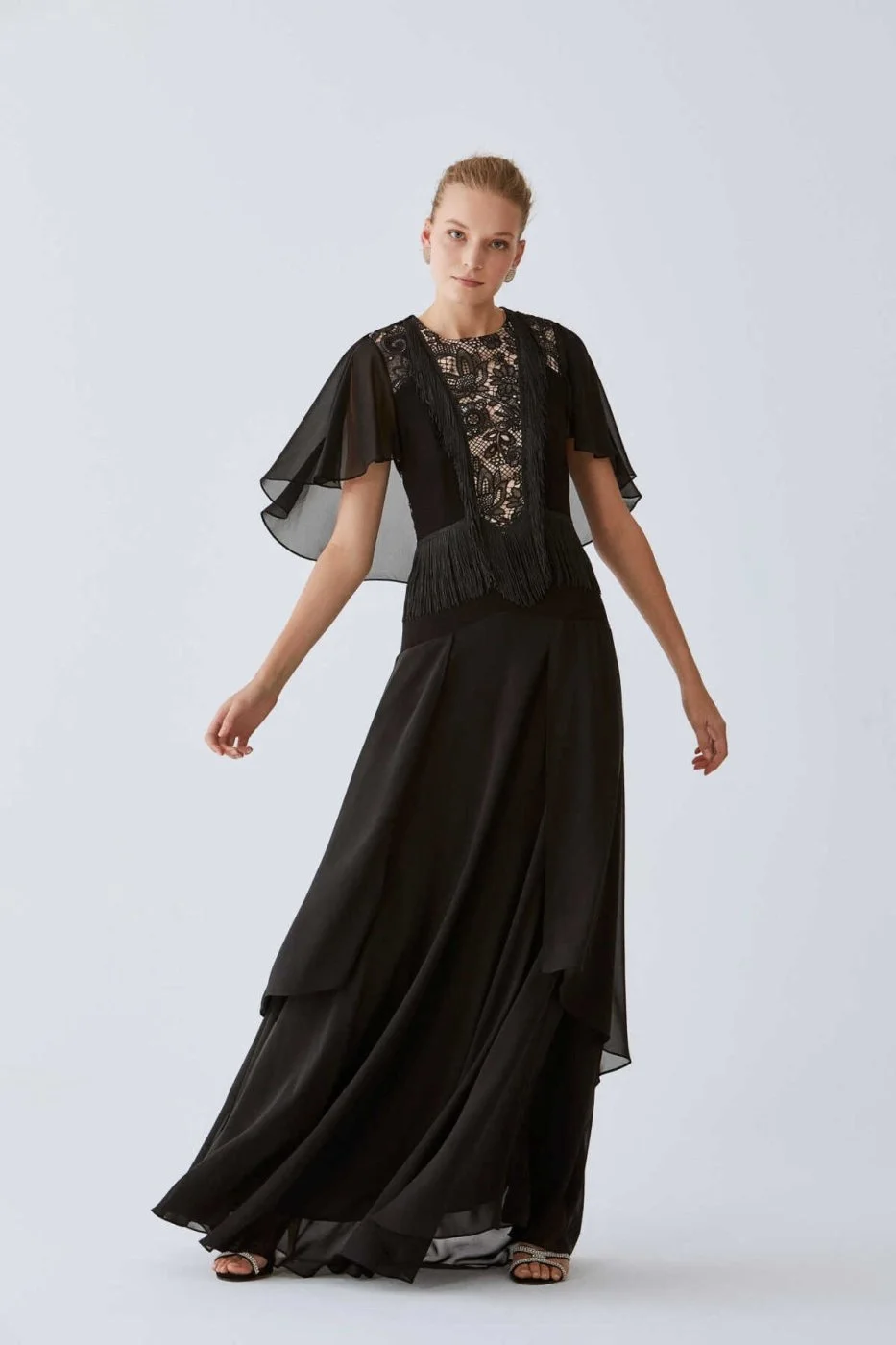  Dantel İşlemeli Nişan Elbisesi Siyah - 1