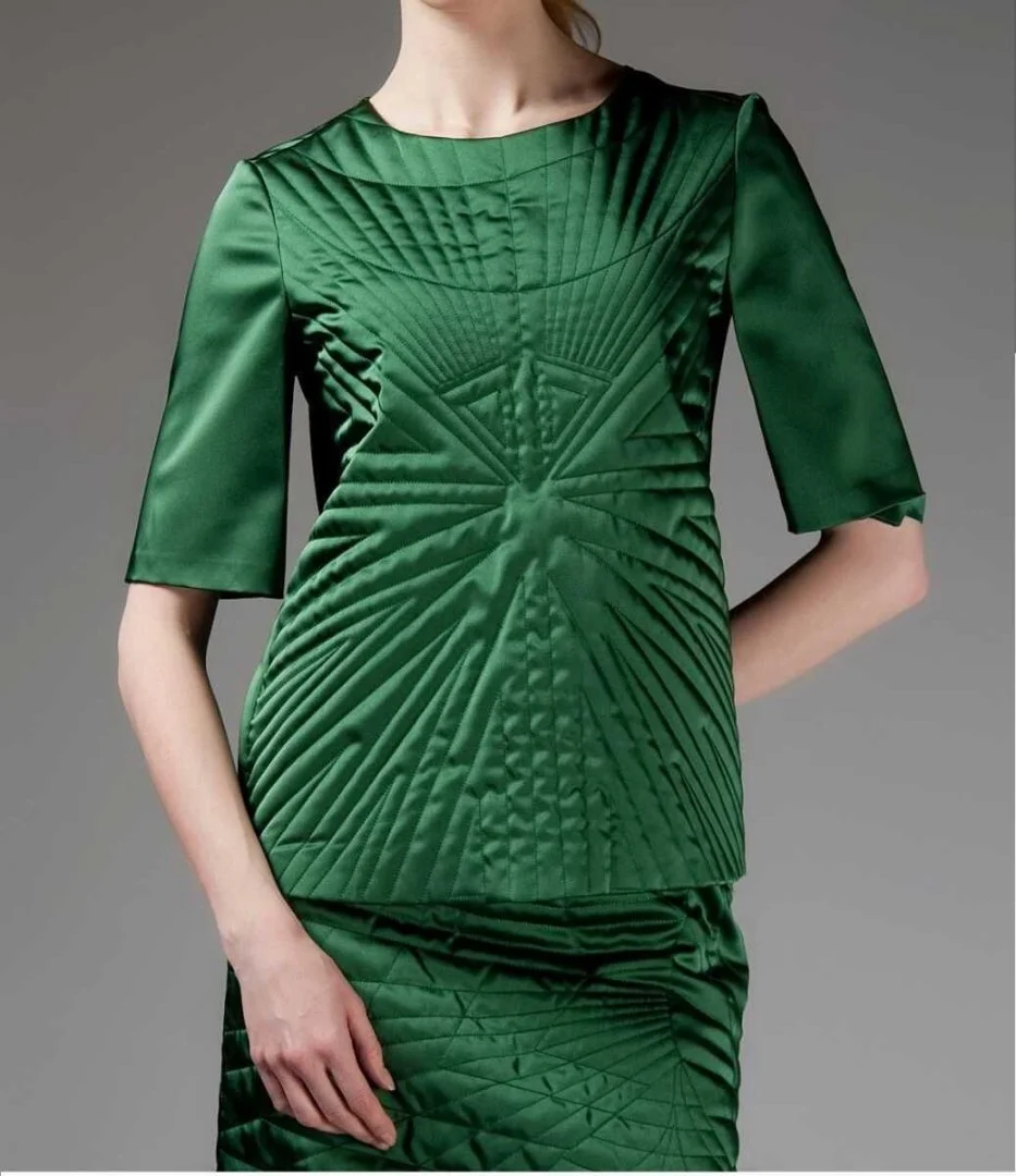  Desenli Bluz Yeşil - 1