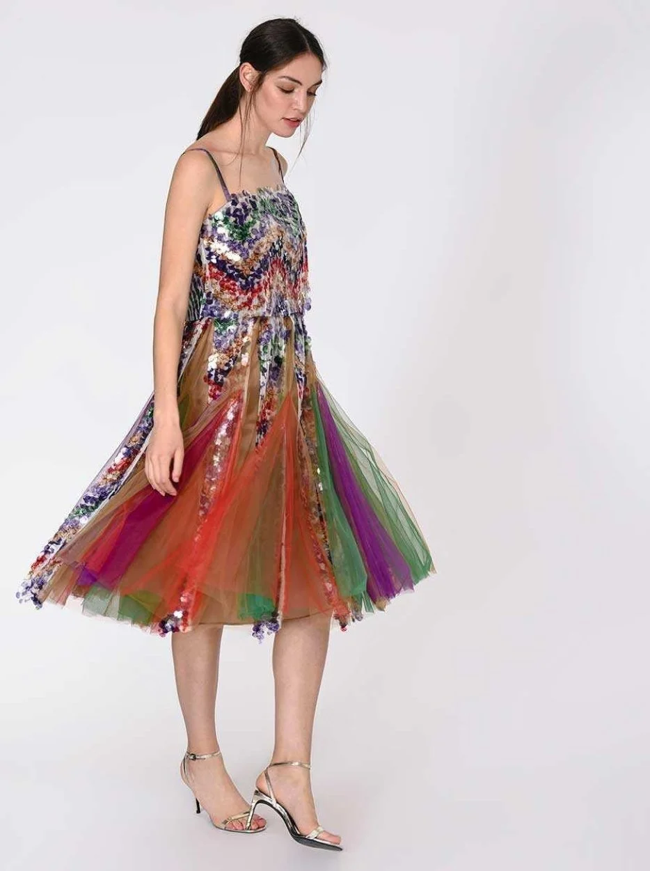 Tül Ve Pul Detaylı Nişan Elbisesi Standart Renk - 4