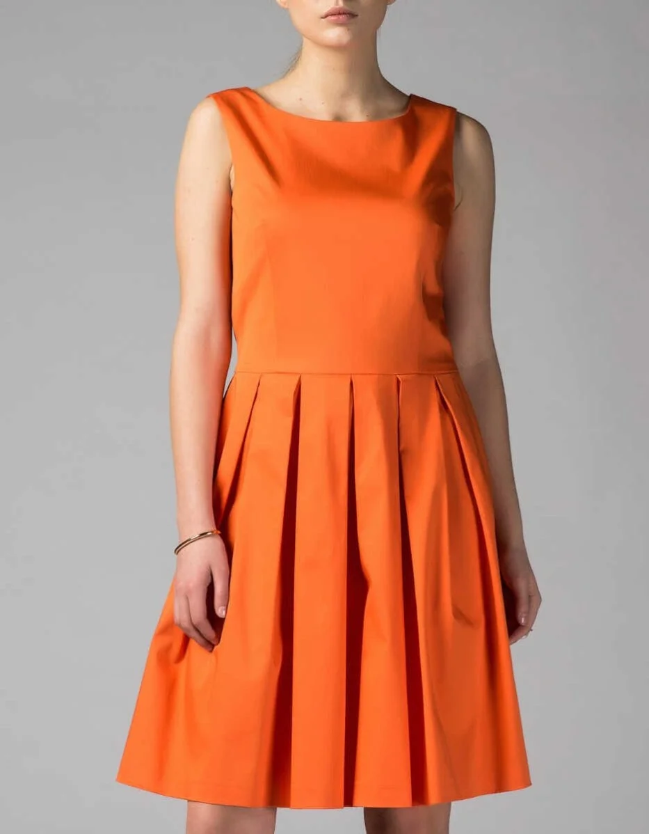 Sırt Dekolteli Mini Elbise Oranj - 1