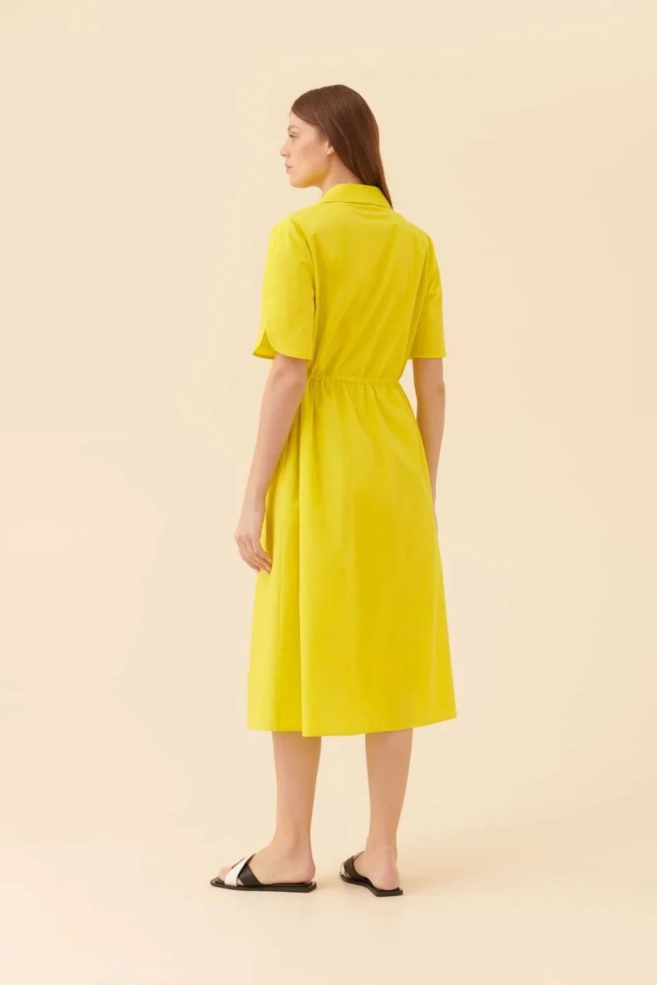 Kısa Kollu Elbise Sarı - 2
