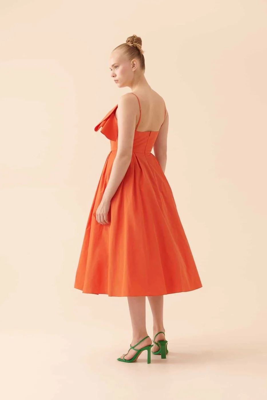 Askılı Sırt Dekolteli Elbise Oranj - 2