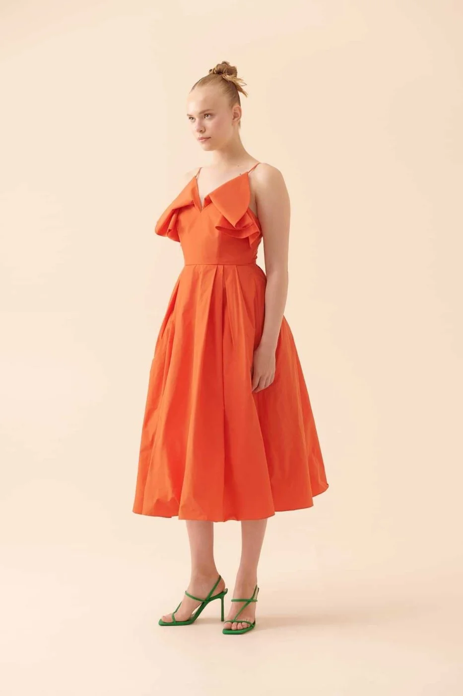 Askılı Sırt Dekolteli Elbise Oranj - 5