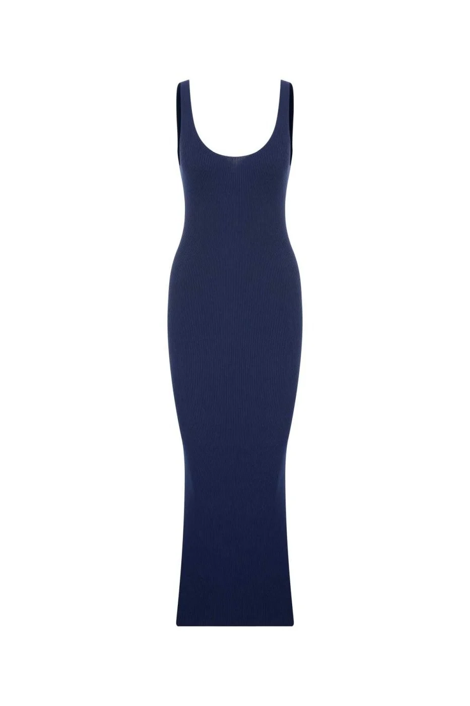 Askılı Yırtmaçlı Triko Elbise Lacivert - 5
