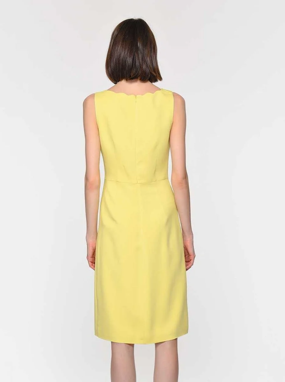 Yırtmaç Detaylı Günlük Elbise Sarı - 2