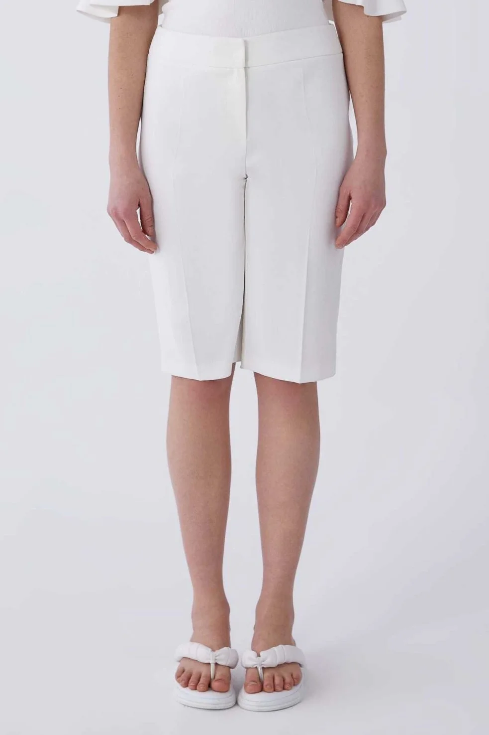 Beyaz Bermuda Kadın Pantolon Beyaz - 1